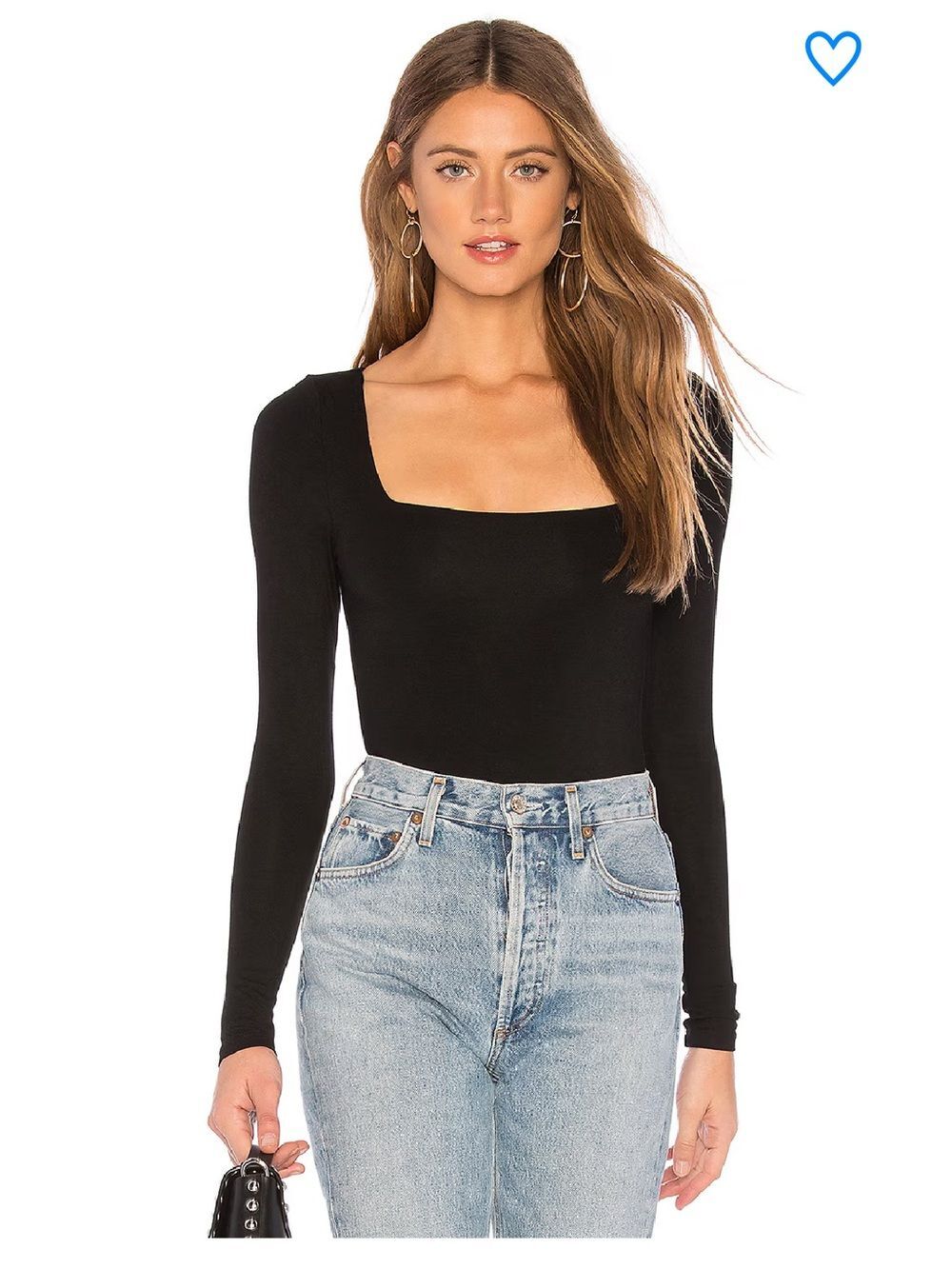 superdown REVOLVE Black Scoop Neck Long Sleeve Bodysuit Size S